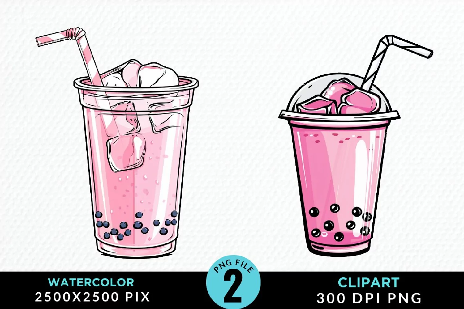 Watercolor Bubble Tea Exquisite Clipart product image 1