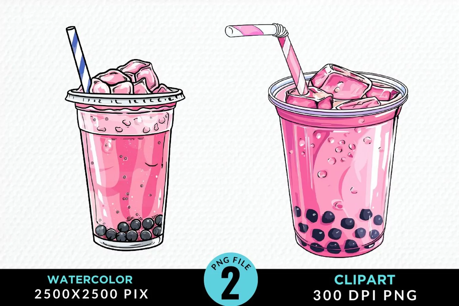 Watercolor Bubble Tea Exquisite Clipart product image 1