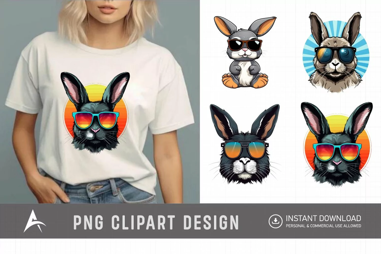 Watercolor Bunny Clipart,Cute Bunny Watercolor Illustration product image 1