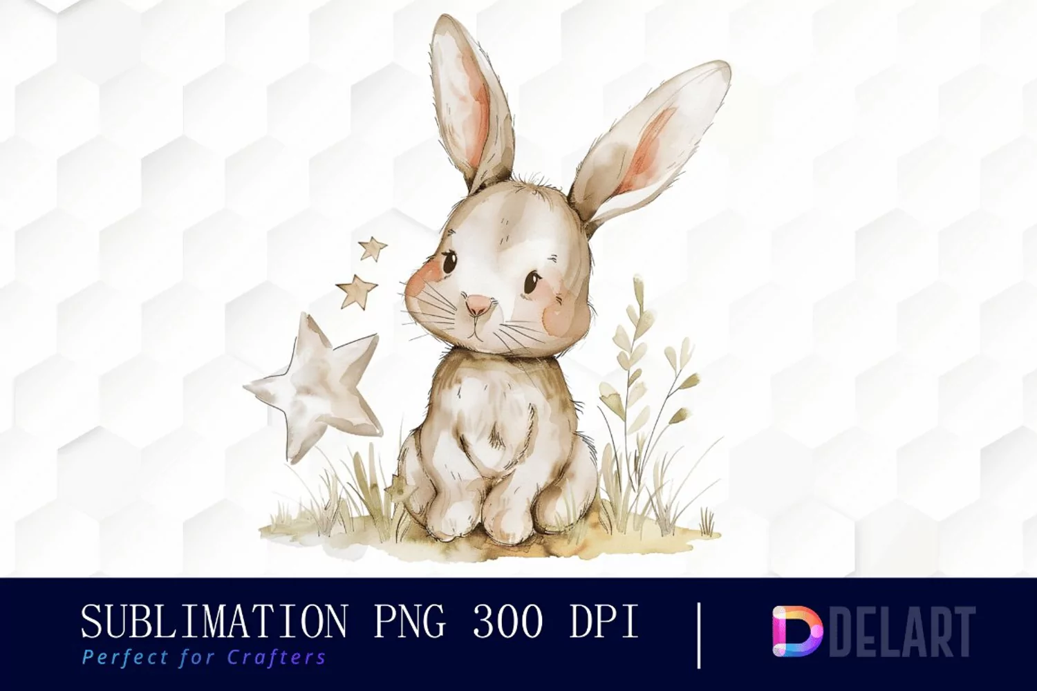 Bunny With Star Sublimation PNG Clipart product image 1