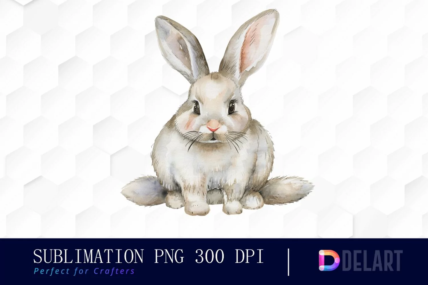 Bunny With Star Watercolor Clipart product image 1