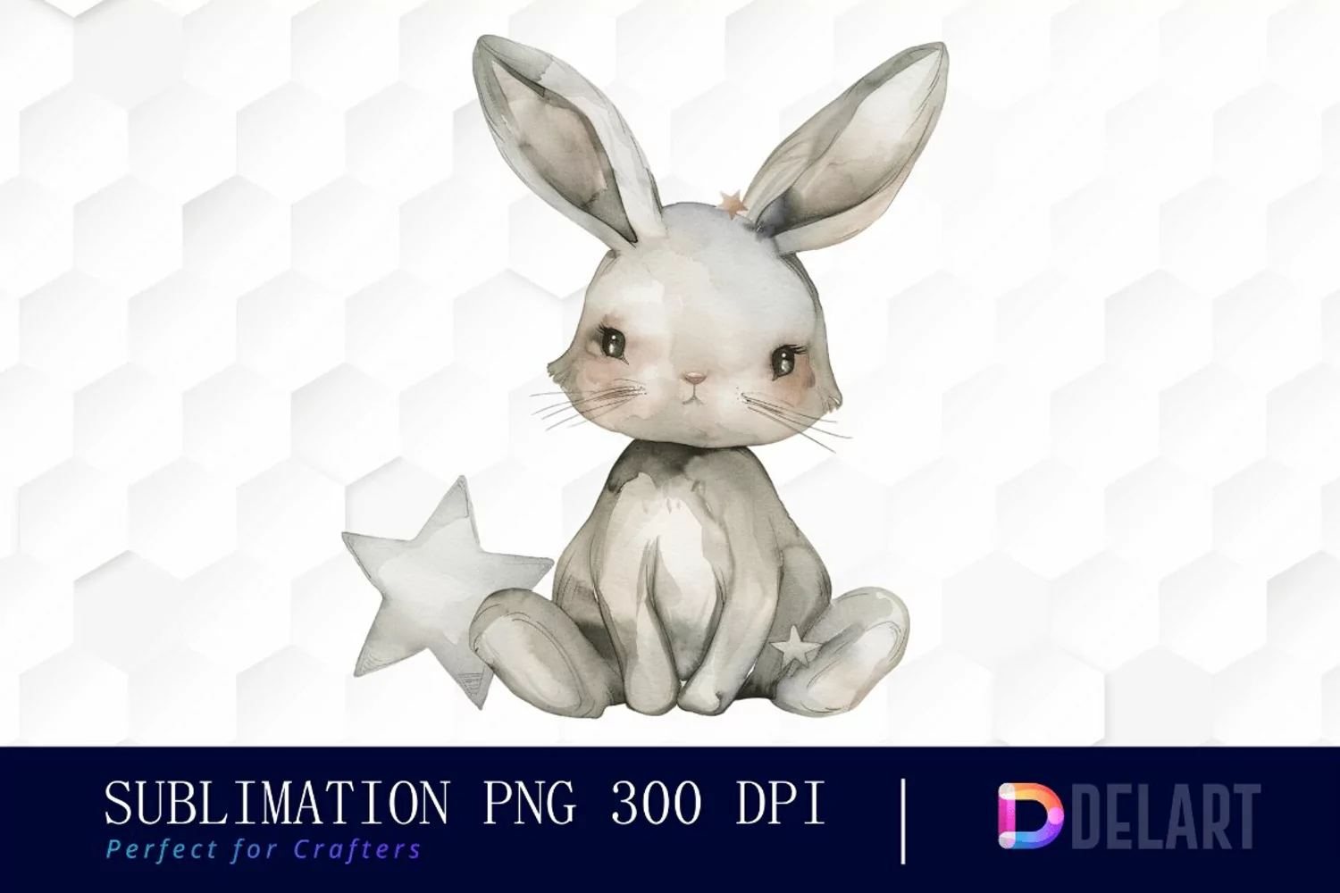 Bunny With Star Illustration Clipart product image 1
