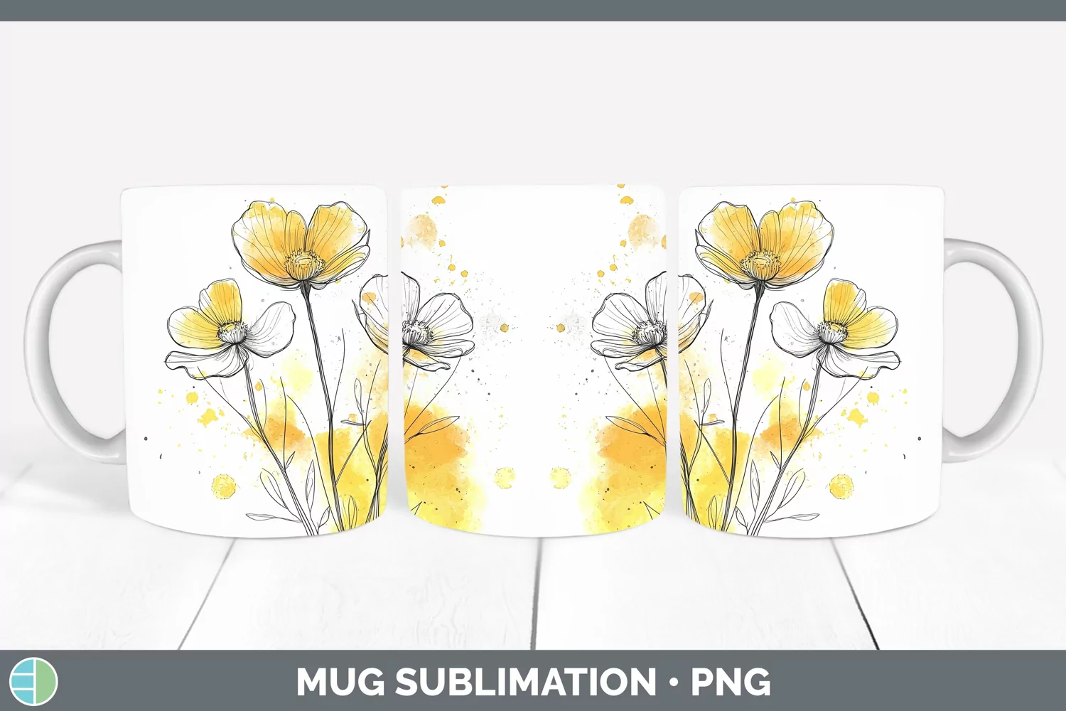 GorgeousWatercolor Mug Wrap design.