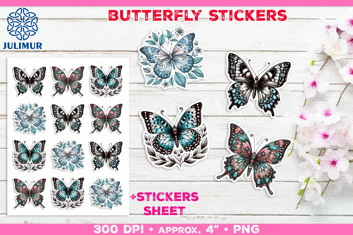 Charming Butterfly Stickers Printable Decorative Design product image 1