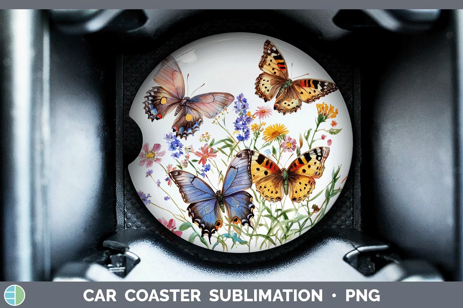 GorgeousWatercolor Car Coaster design.