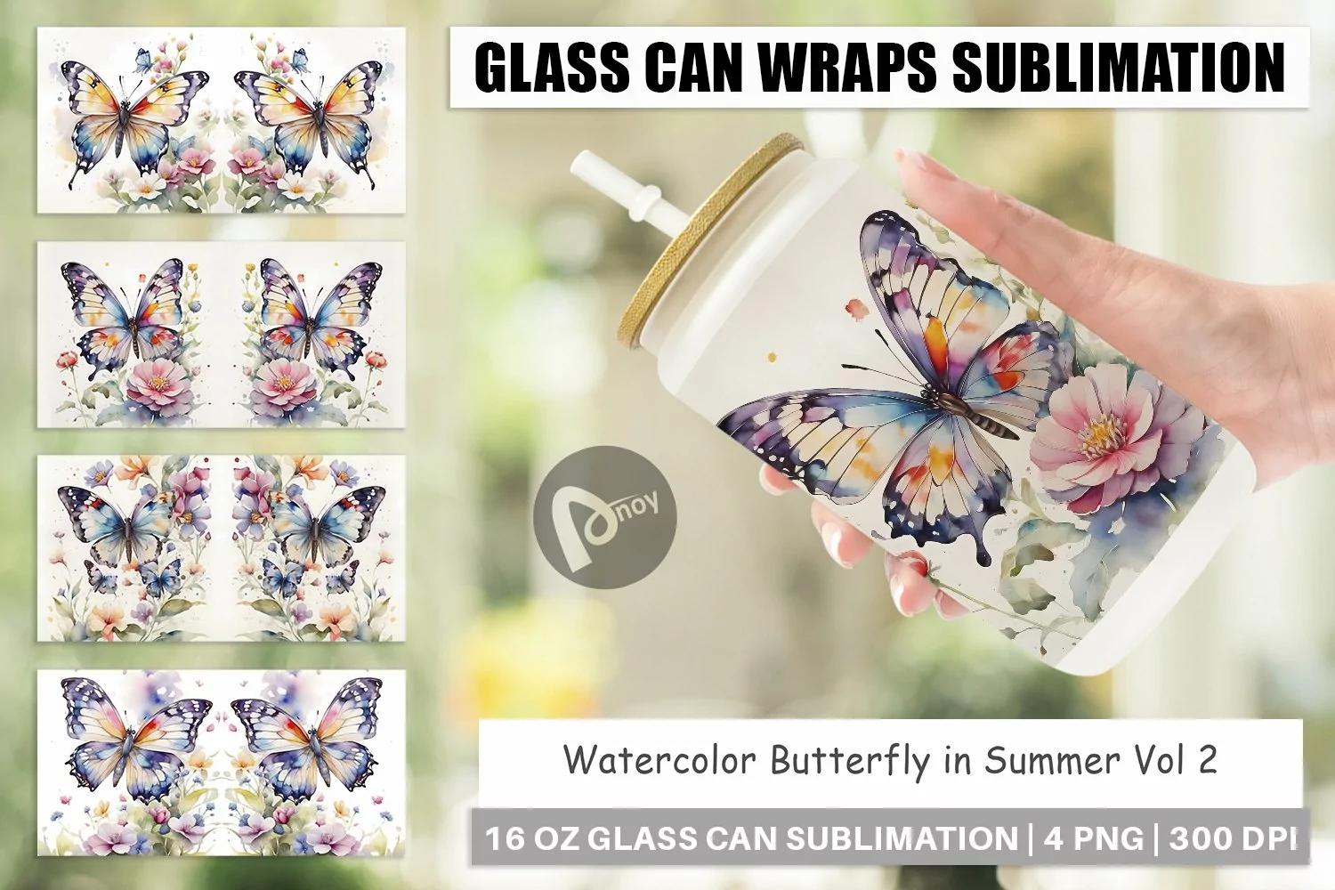 Glass Can Wraps Watercolor Butterfly product image 1