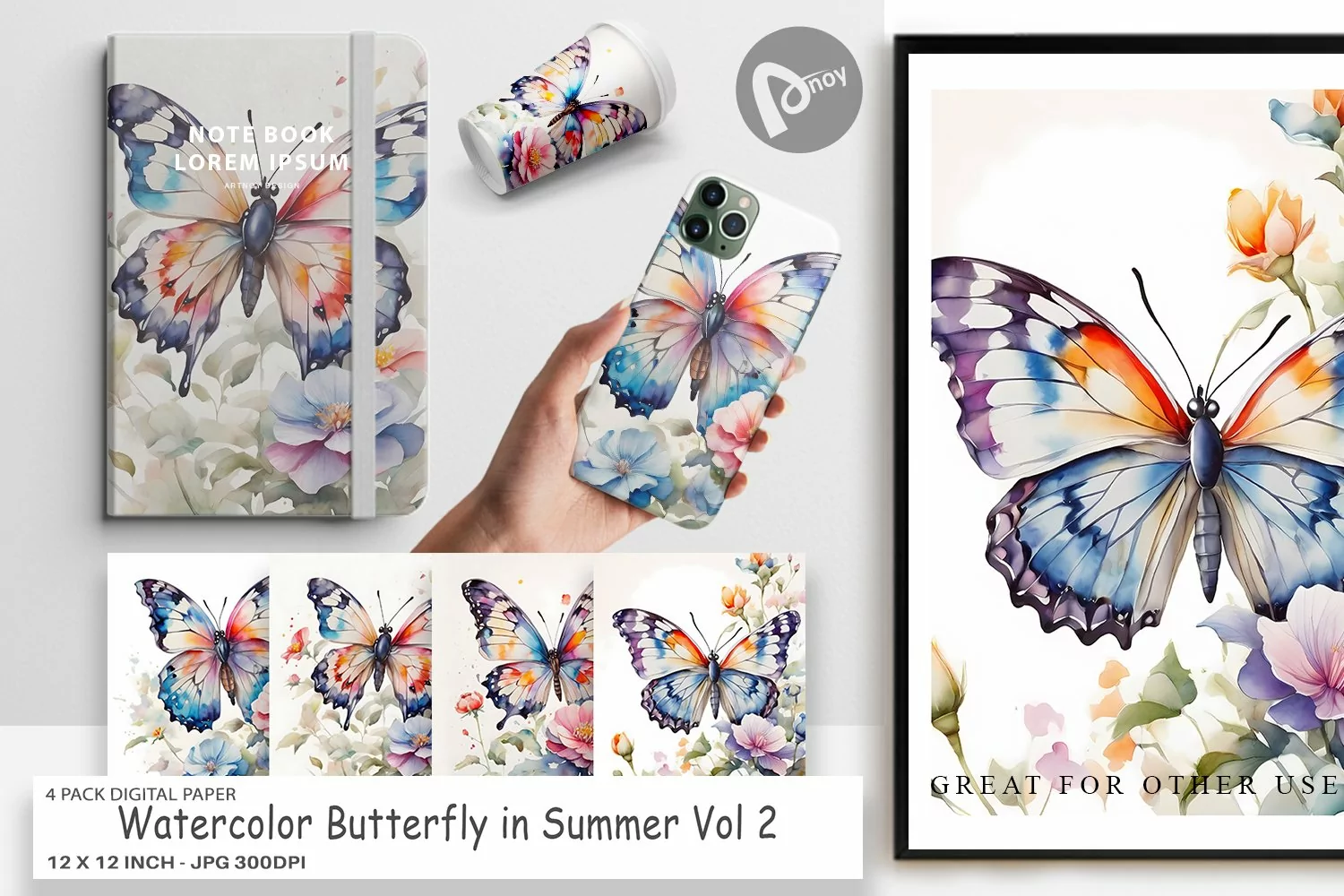 Digital Paper Watercolor Butterfly product image 1