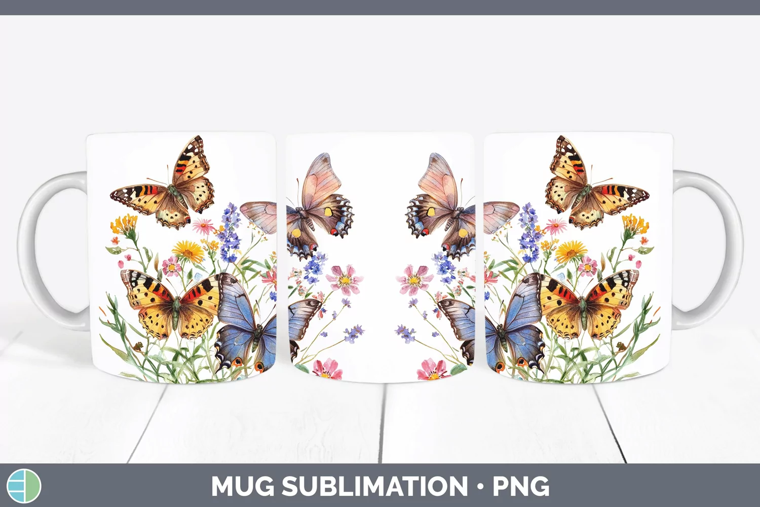 GorgeousWatercolor Mug Wrap design.