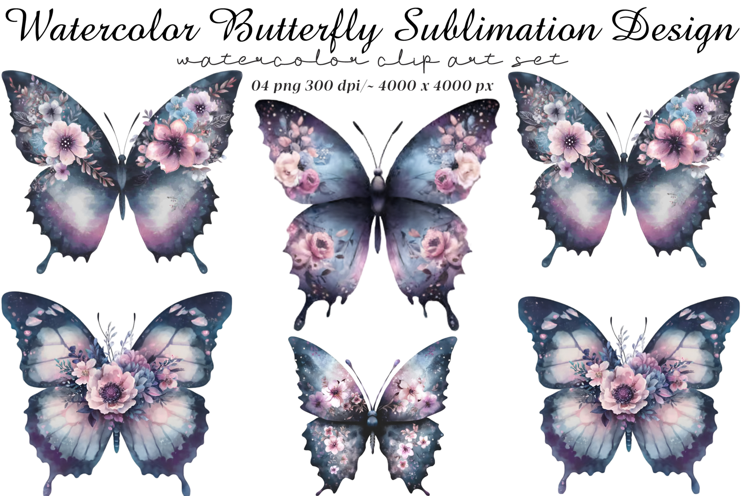 Watercolor butterfly sublimation design product image 1