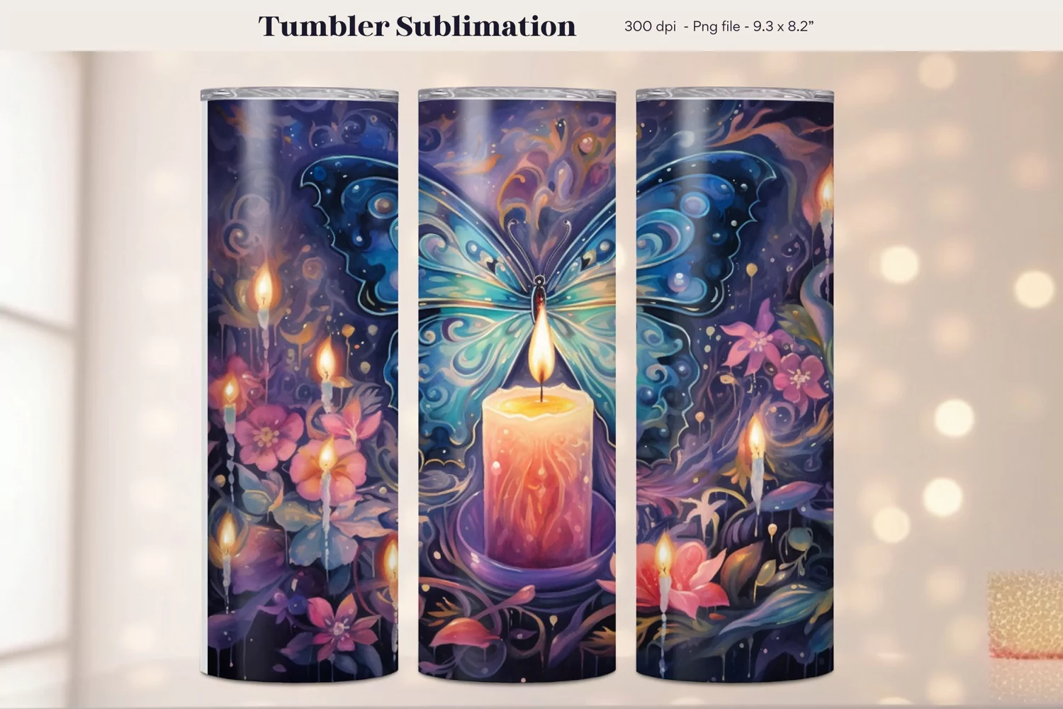 Butterfly Tumbler Wrap Moon Tumbler Png Moth Tumbler Png