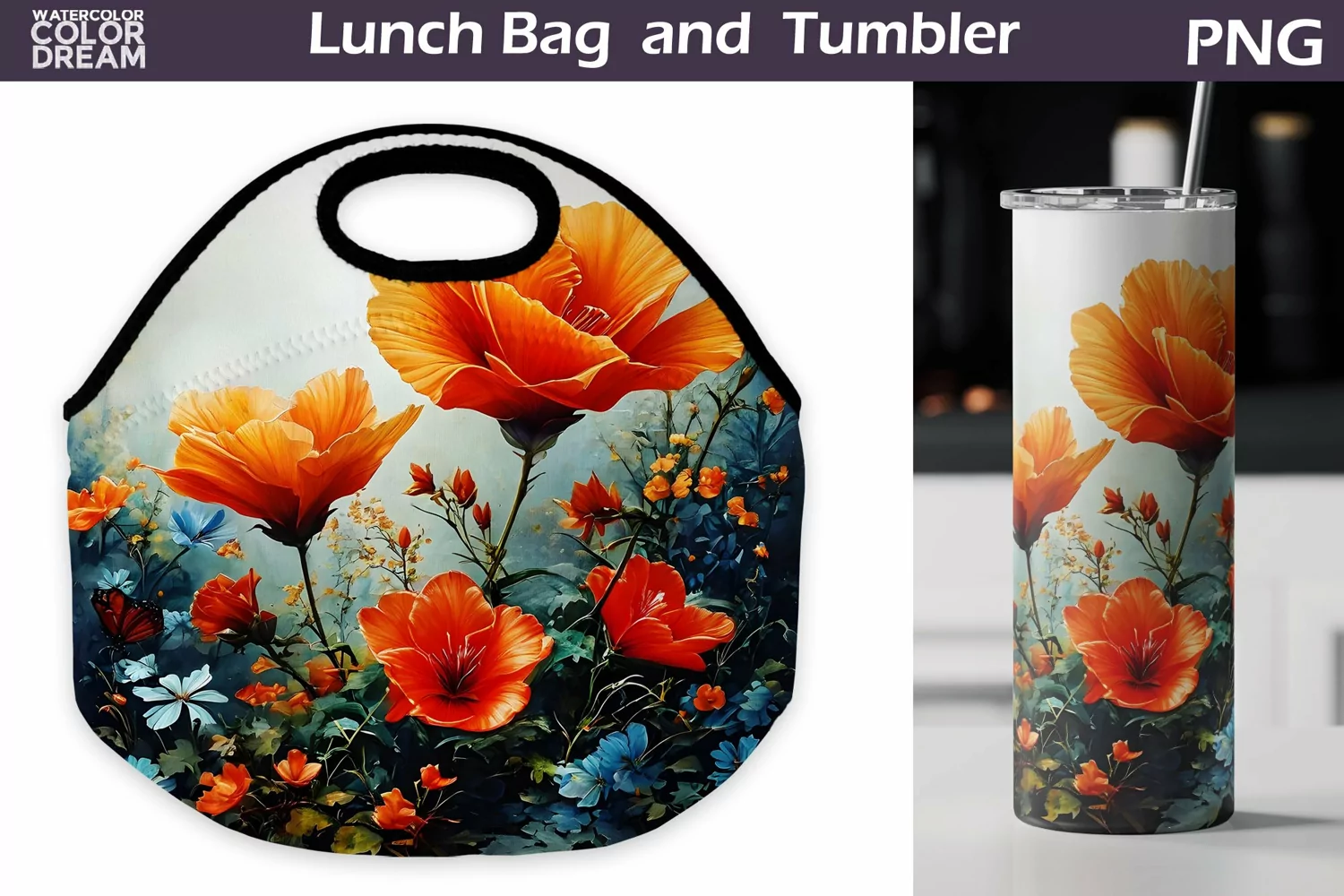 3D Flowers Lunch Bag | Lunch Bag Sublimation product image 1