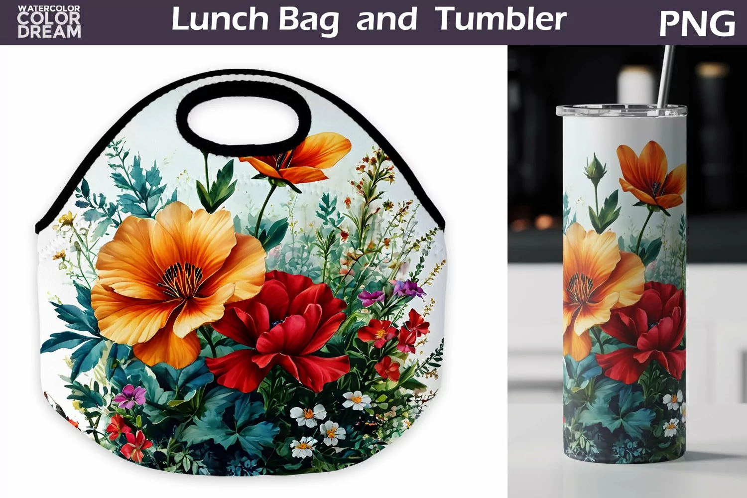 3D Flowers Lunch Bag | Lunch Bag Sublimation product image 1