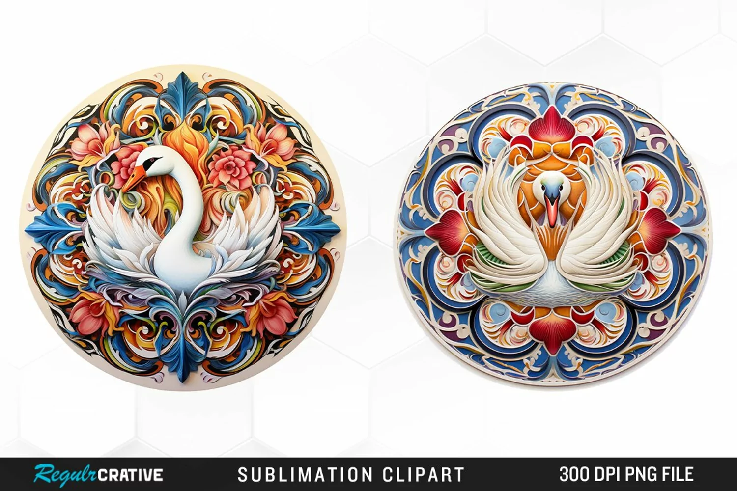 Watercolor Buy Swan Mandala Clipart product image 1