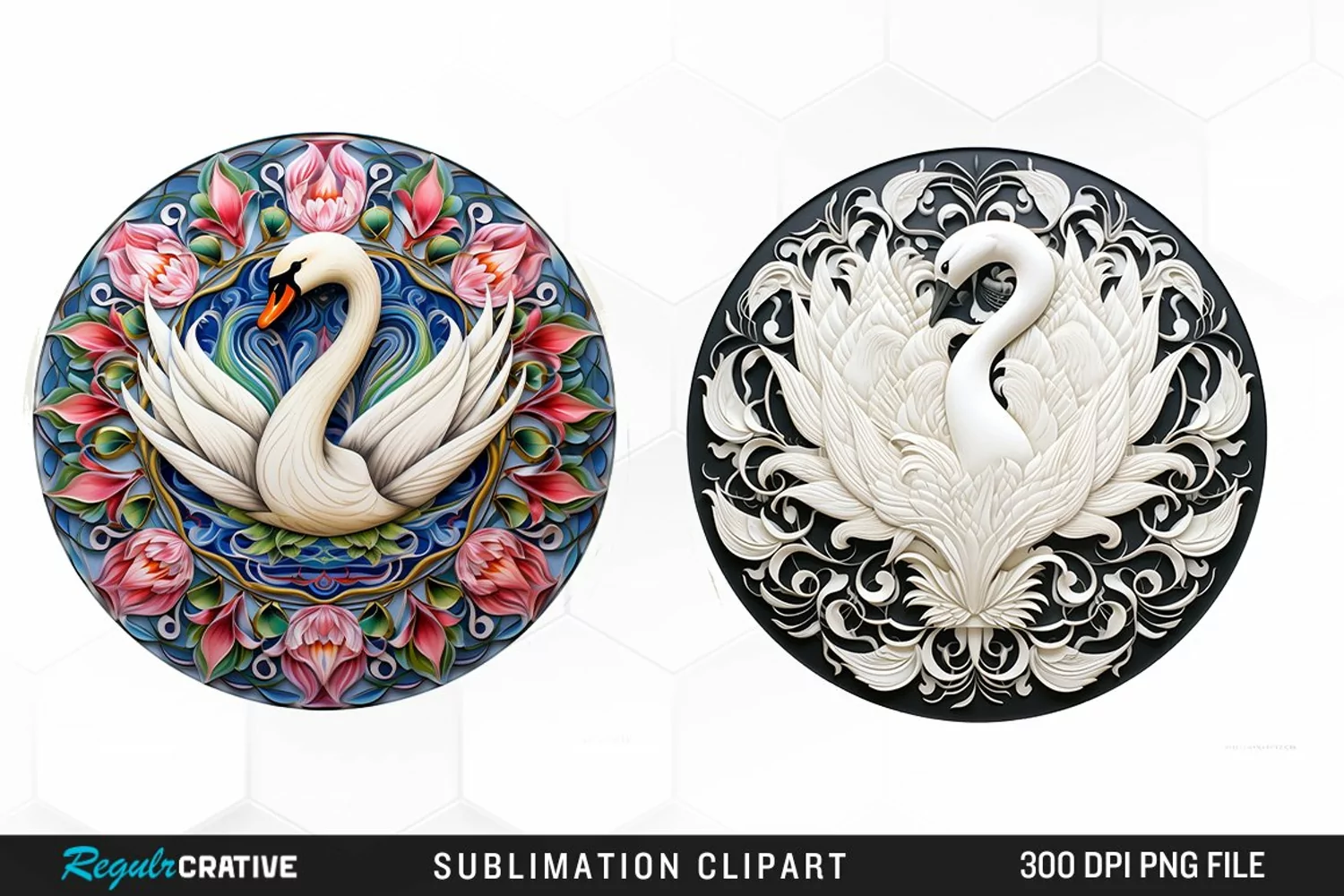 Watercolor Buy Swan Mandala Clipart product image 1