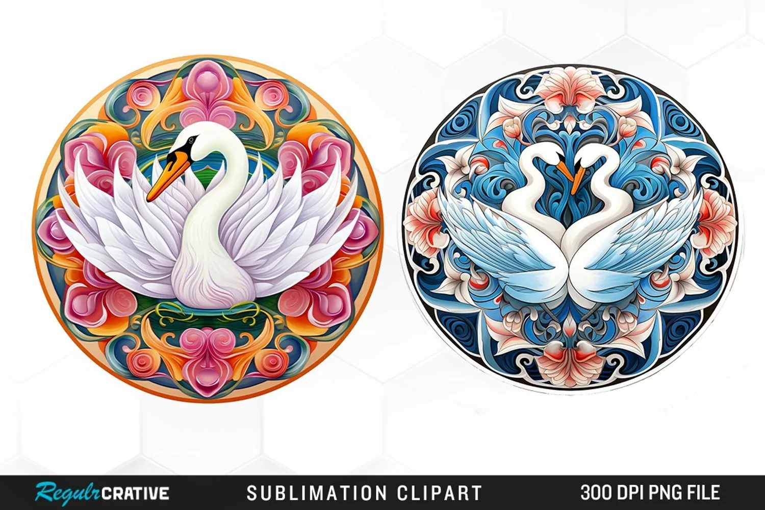 Watercolor Buy Swan Mandala Clipart product image 1