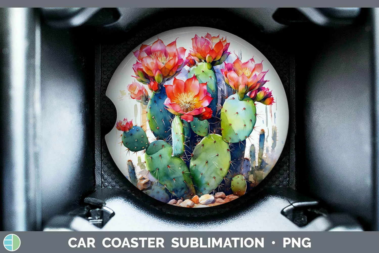 GorgeousWatercolor Car Coaster design.