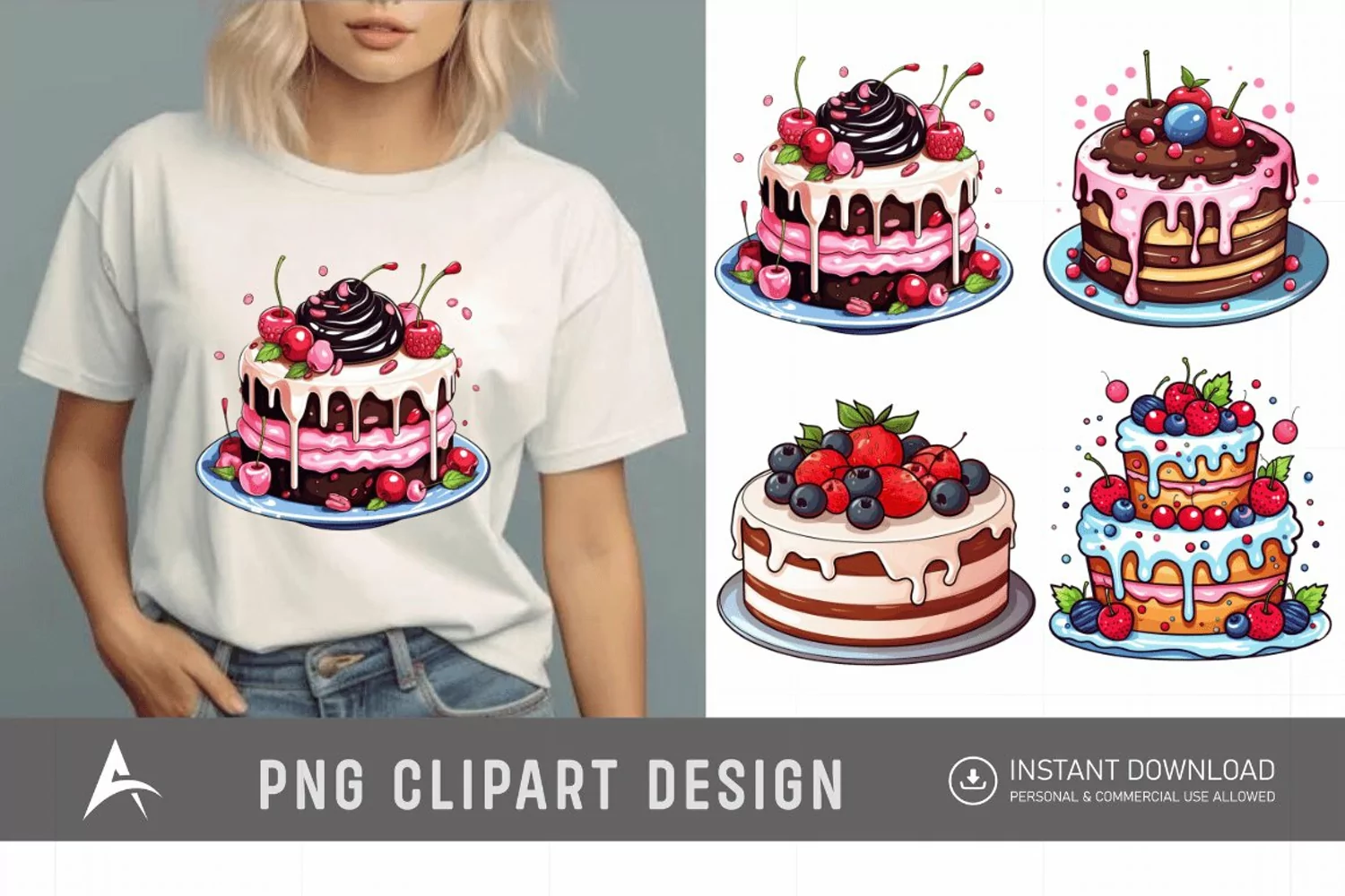 Watercolor Sweet Cakes Clipart product image 1