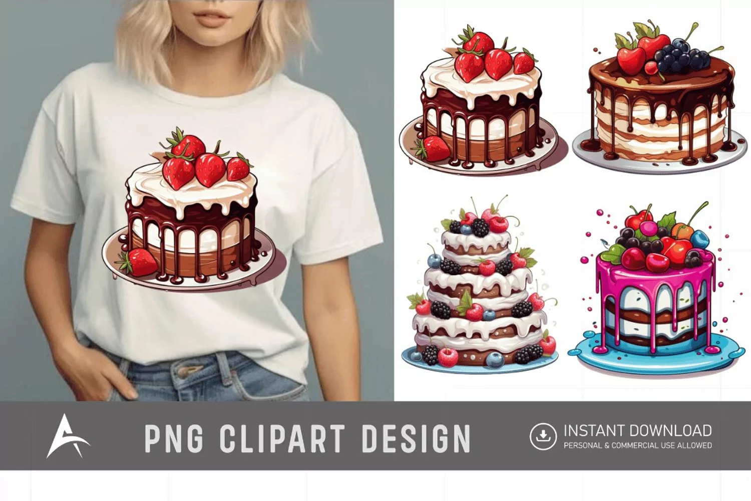 Watercolor Sweet Cakes Clipart product image 1