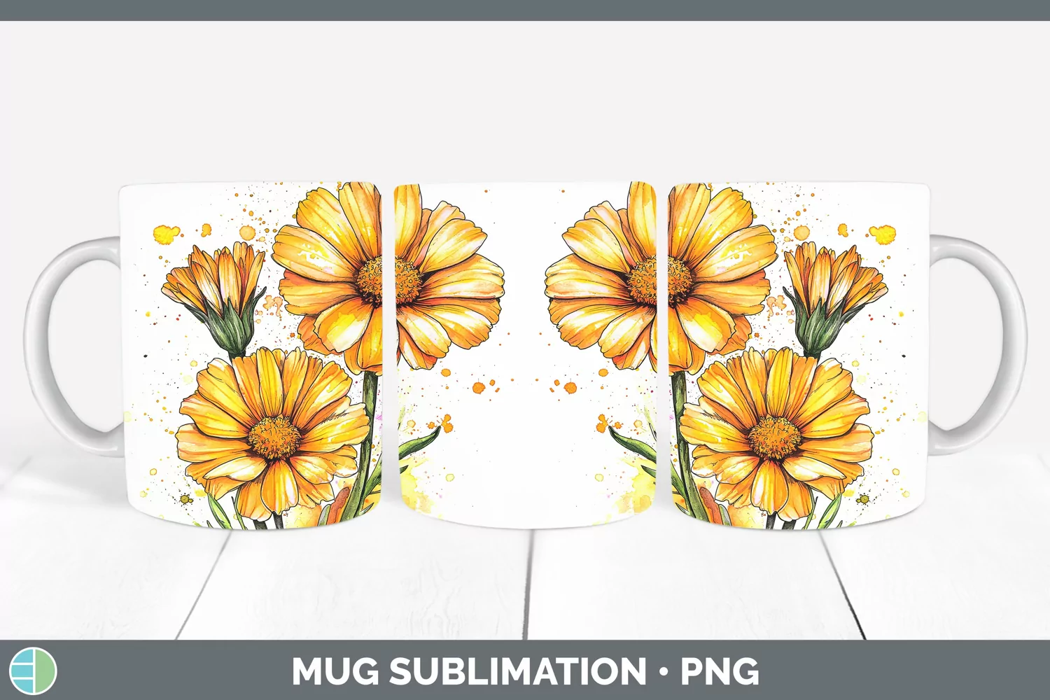GorgeousWatercolor Mug Wrap design.