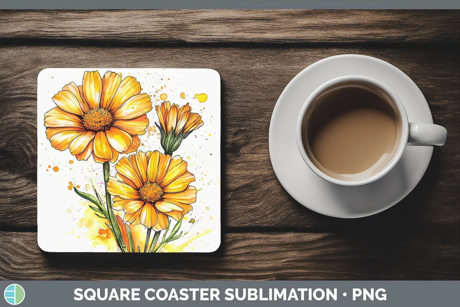 GorgeousWatercolor Square Coaster design.