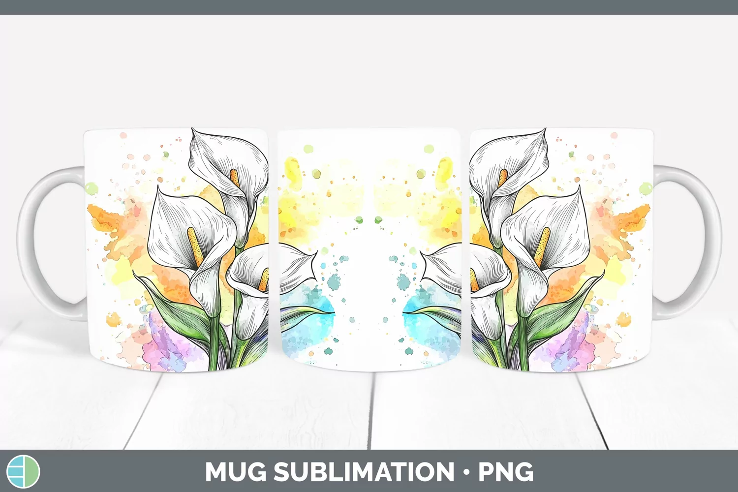 GorgeousWatercolor Mug Wrap design.