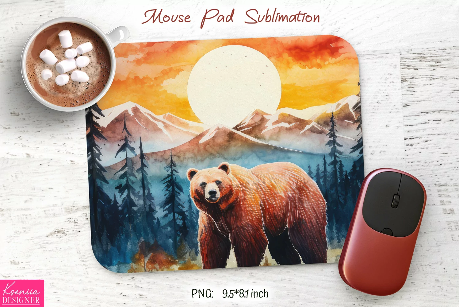 Watercolor Wild Animal Mouse Pad Sublimation product image 1