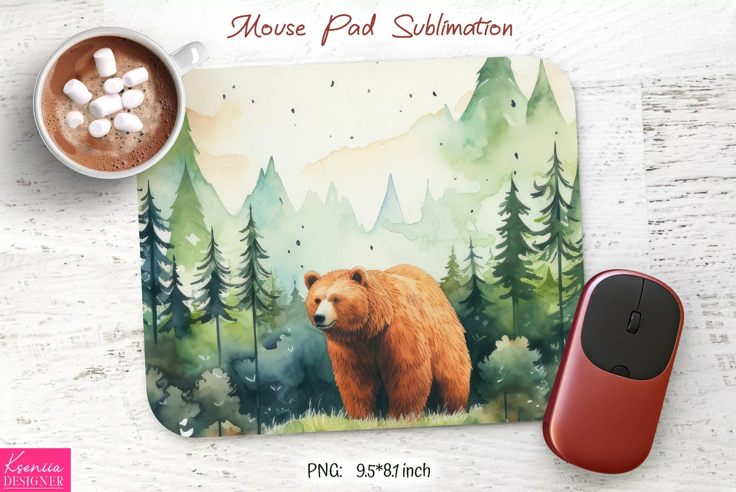 Watercolor Wild Animal Mouse Pad Sublimation product image 1
