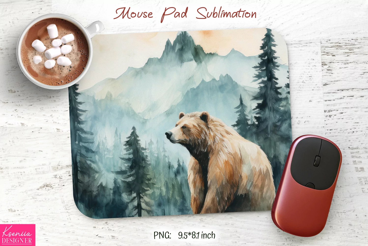 Watercolor Wild Animal Mouse Pad Sublimation product image 1