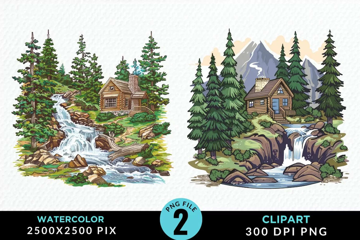 Watercolor Camping Design Clipart product image 1