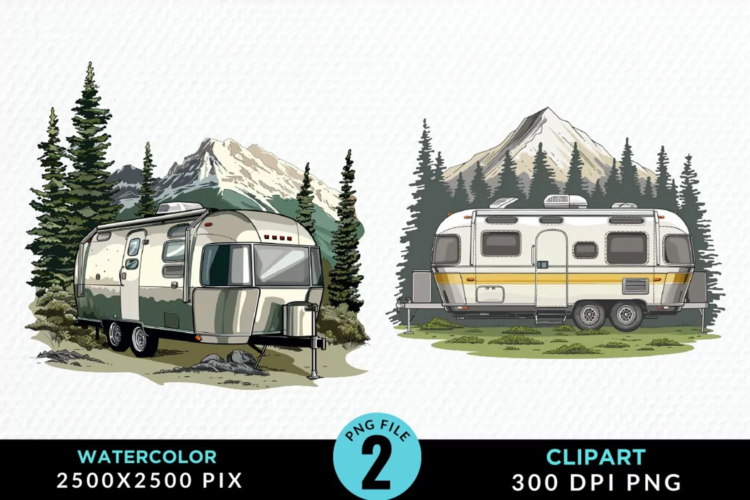 Watercolor Camping Graphics Clipart product image 1