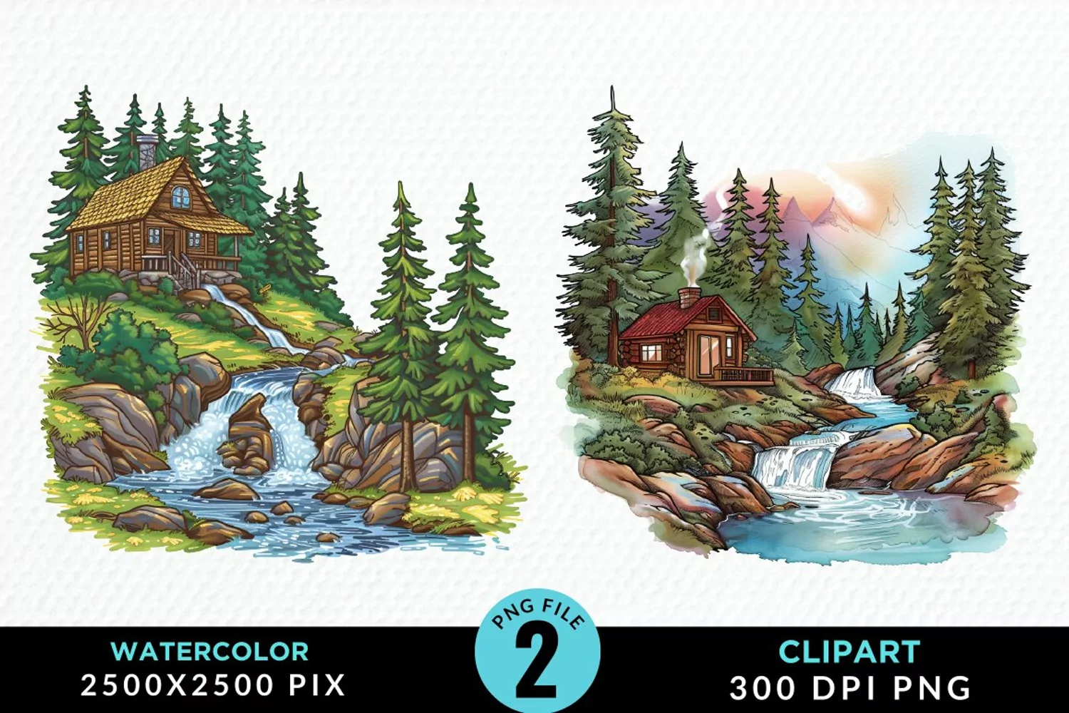 Watercolor Camping Design Clipart product image 1