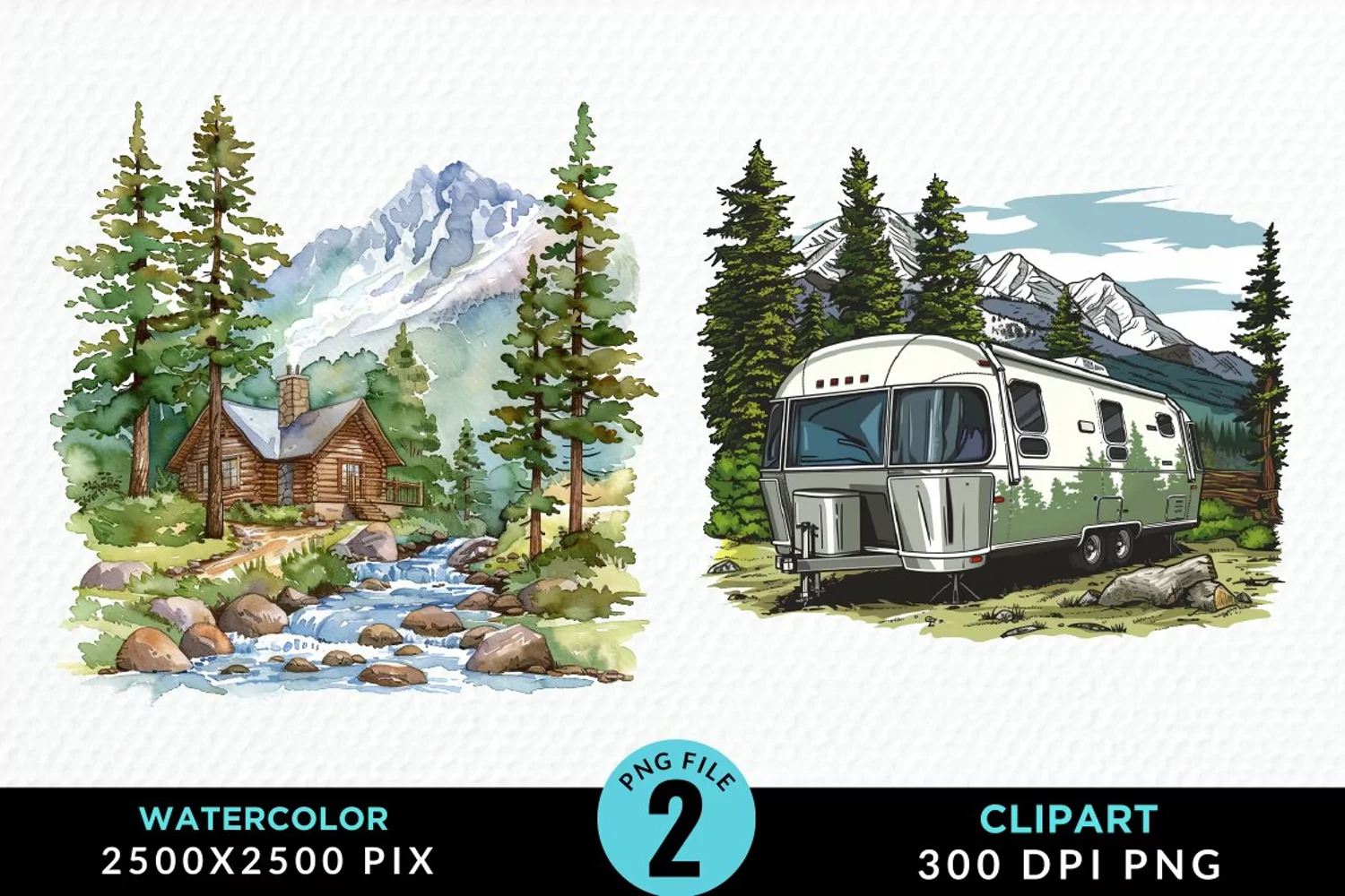 Watercolor Camping Graphics Clipart product image 1