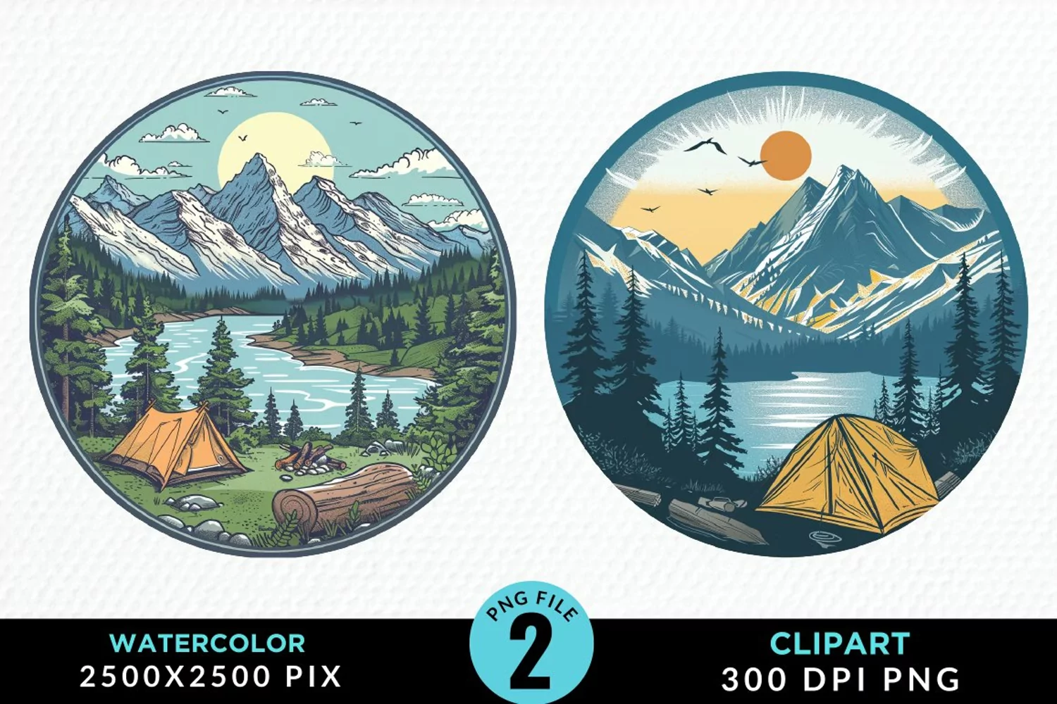 Watercolor Camping Fun Clipart product image 1