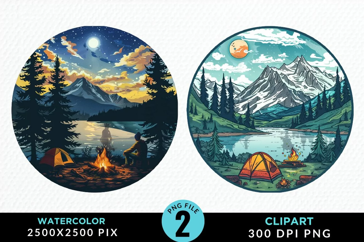 Watercolor Camping Graphics Clipart product image 1