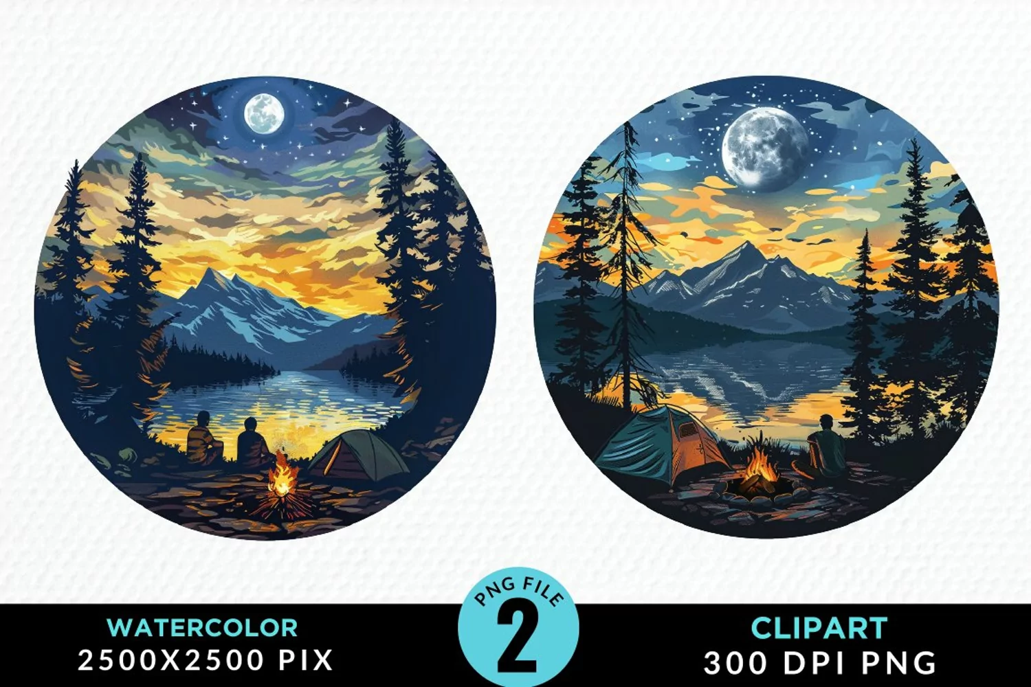Watercolor Camping Graphics Clipart product image 1