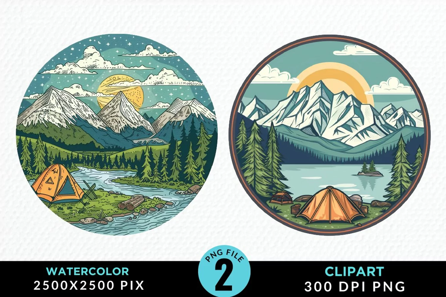 Watercolor Camping Graphics Clipart product image 1