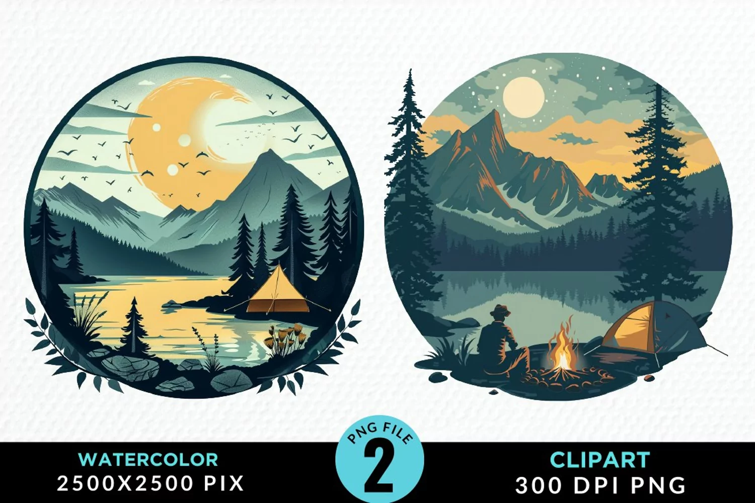 Watercolor Camping Graphics Clipart product image 1