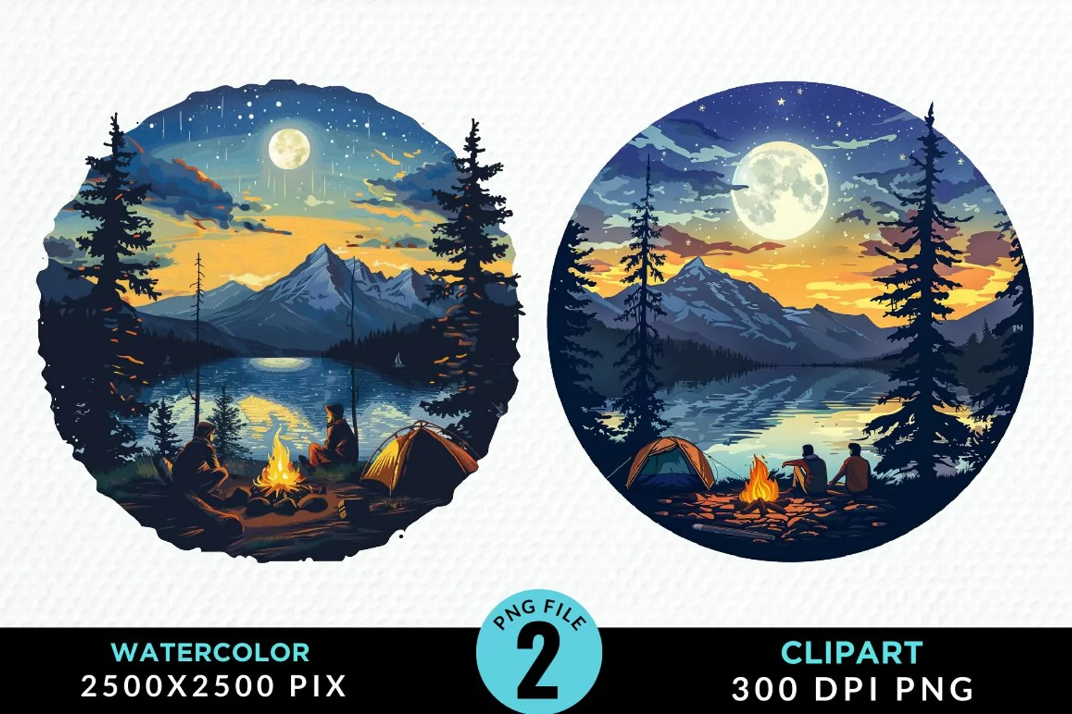 Watercolor Camping Fun Clipart product image 1