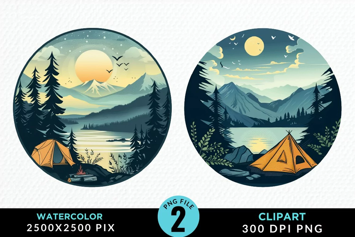Watercolor Camping Graphics Clipart product image 1