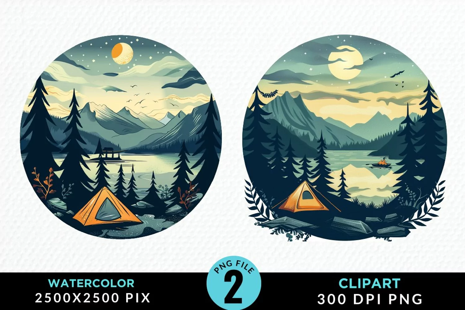Watercolor Camping Graphics Clipart product image 1
