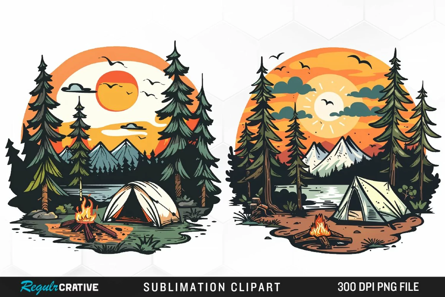 Watercolor Camping Illustration Clipart product image 1