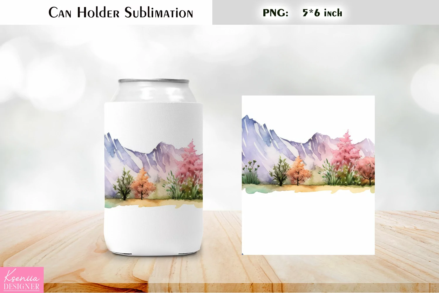 Floral Can Cooler Wrap |Watercolor Can Holder Sublimation product image 1