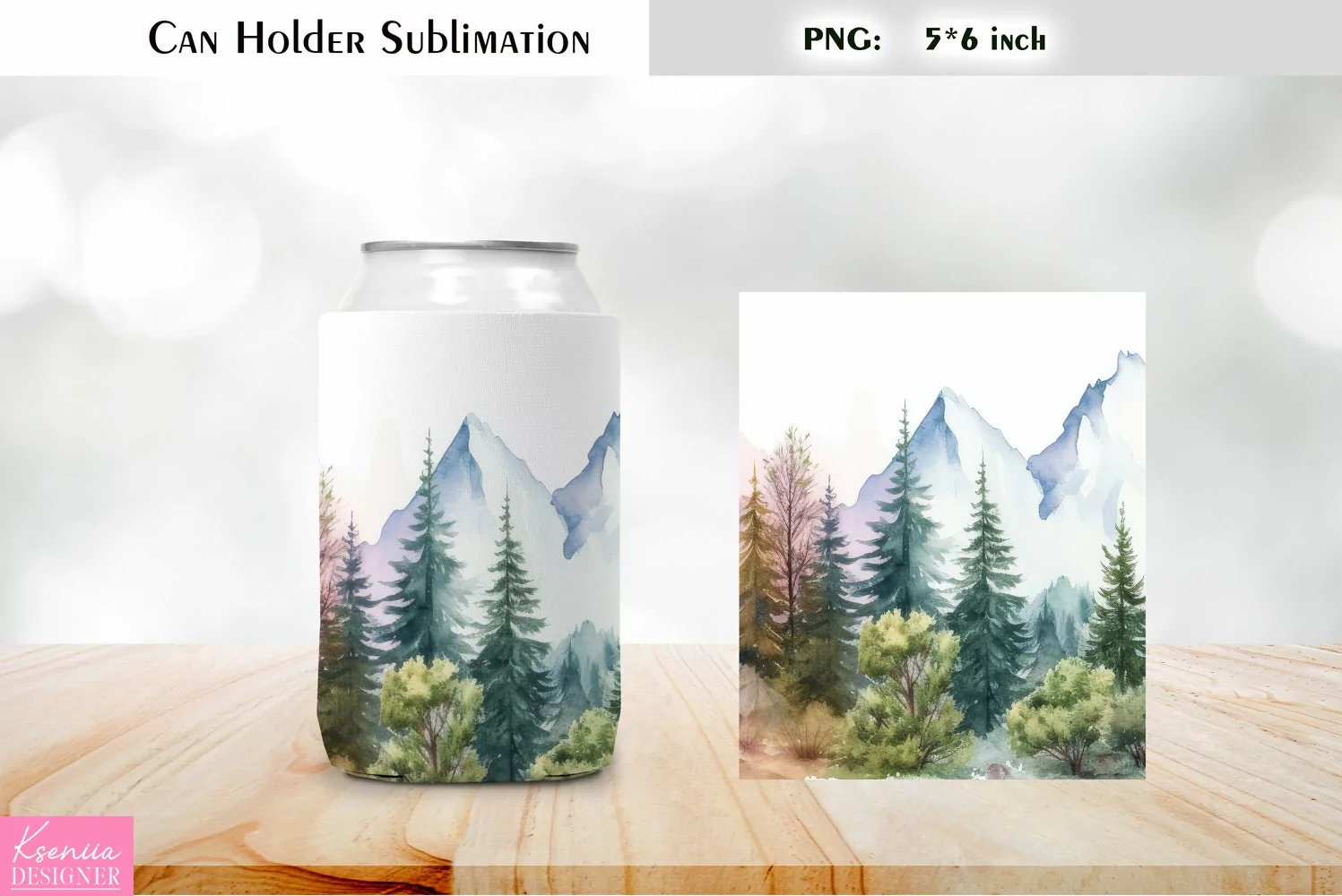 Landscape Can Cooler Wrap |Watercolor Can Holder Sublimation product image 1