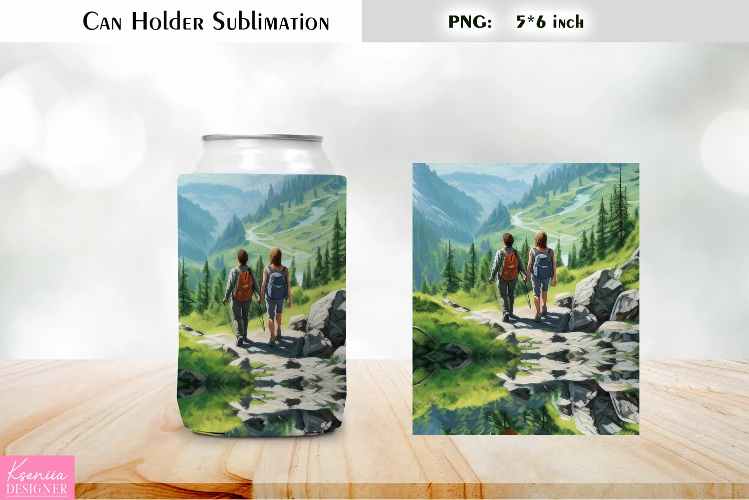 Spring Camping Can Cooler Wrap |Watercolor Can Holder product image 1