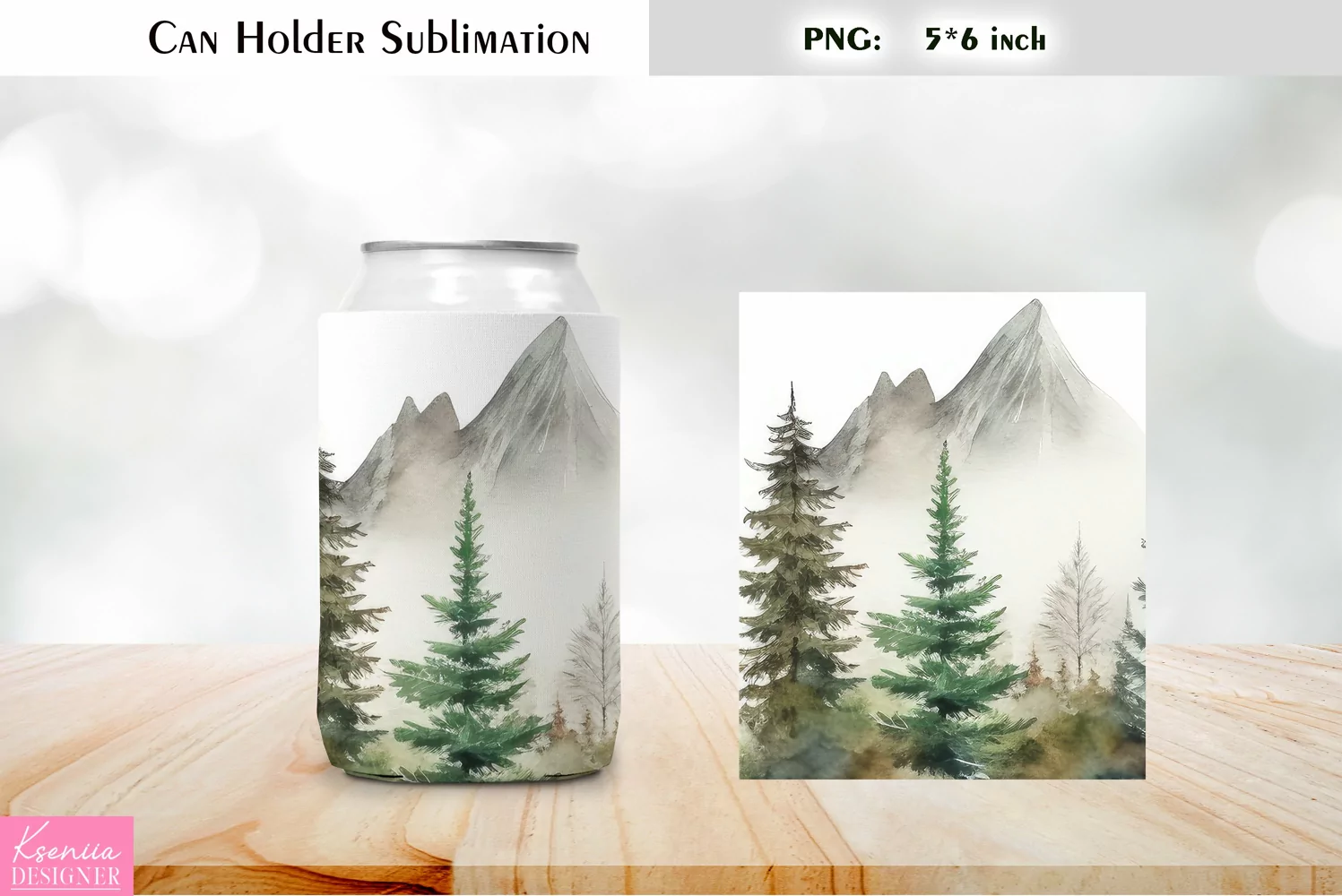 Landscape Can Cooler Wrap |Watercolor Can Holder Sublimation product image 1