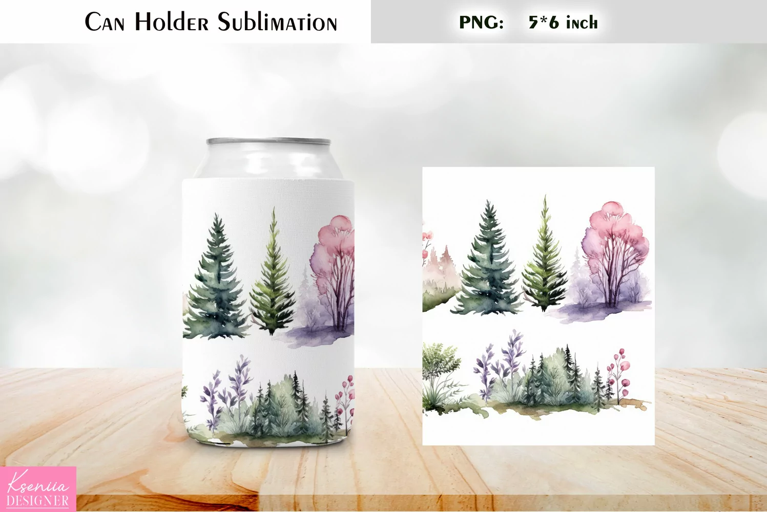 Floral Can Cooler Wrap |Watercolor Can Holder Sublimation product image 1