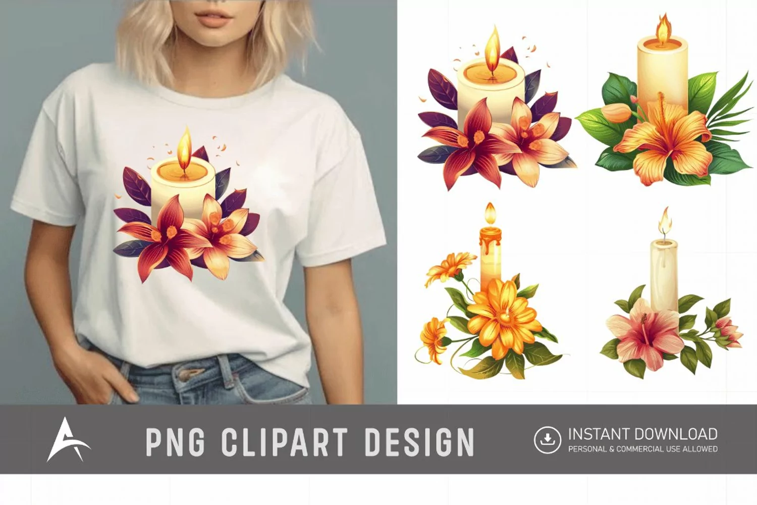 Watercolor Candle Clipart product image 1