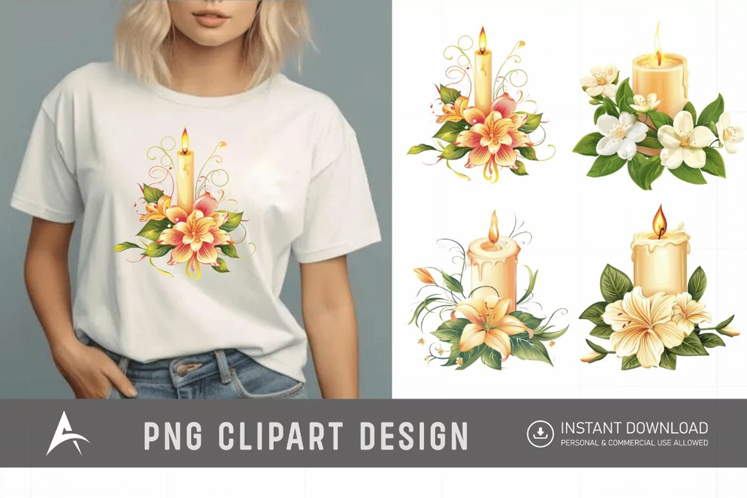 Watercolor Candle Clipart product image 1
