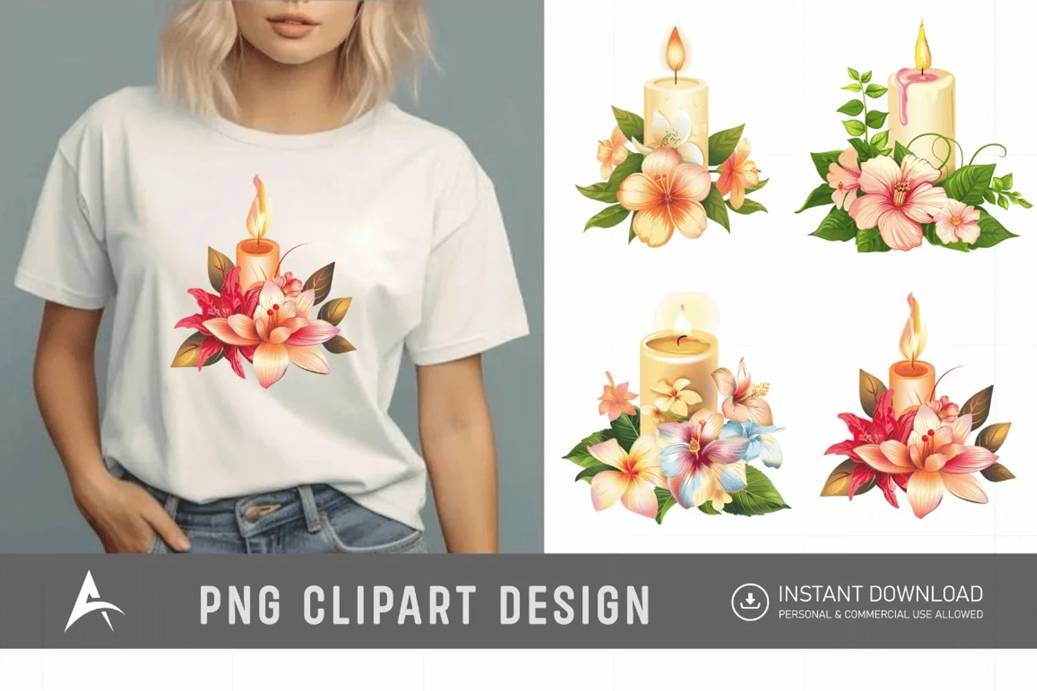 Watercolor Candle Clipart product image 1