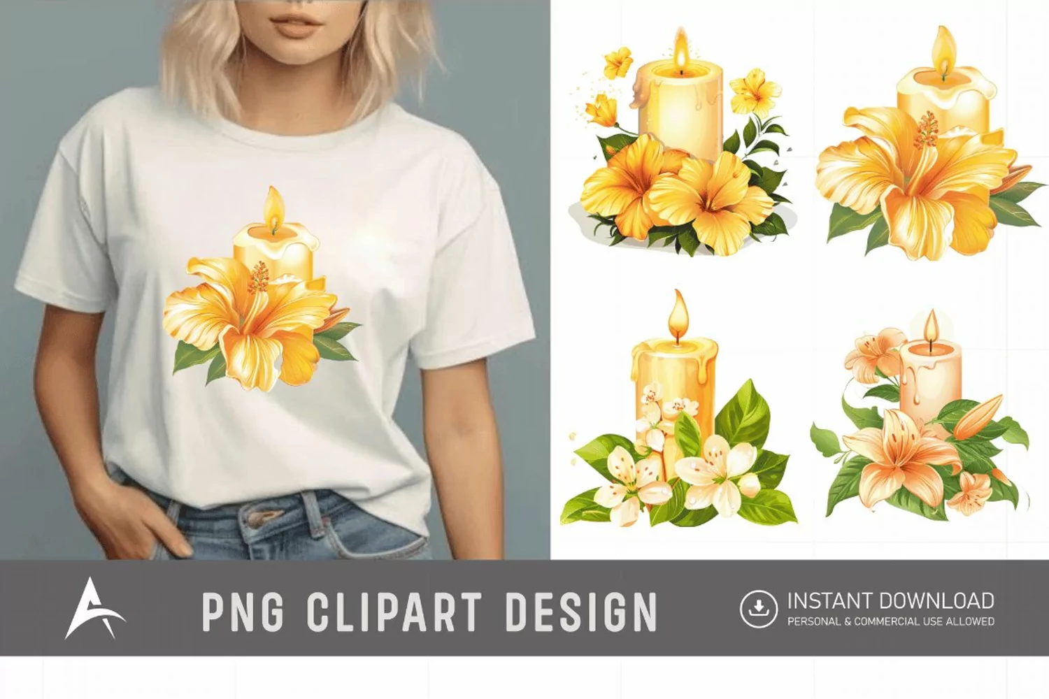 Watercolor Candle Clipart product image 1